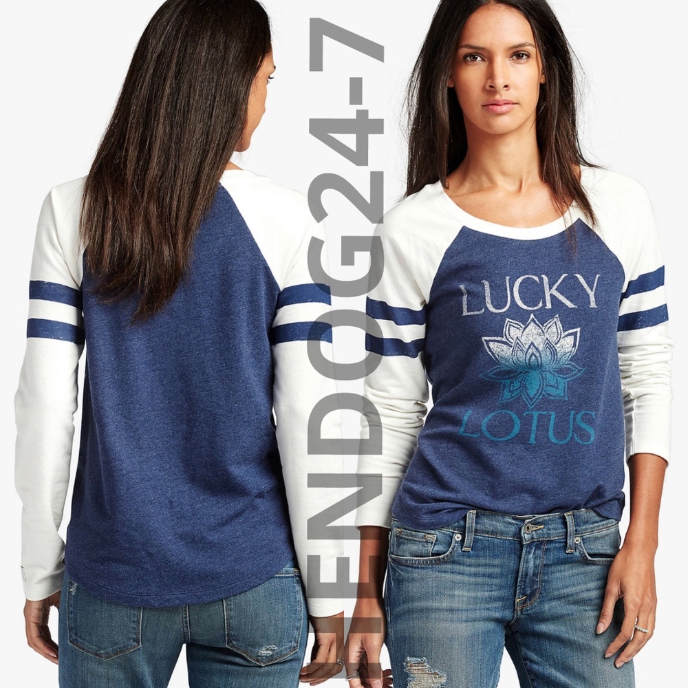 LUCKY BRAND LUCKY LOTUS BASEBALL WOMEN'S TOP